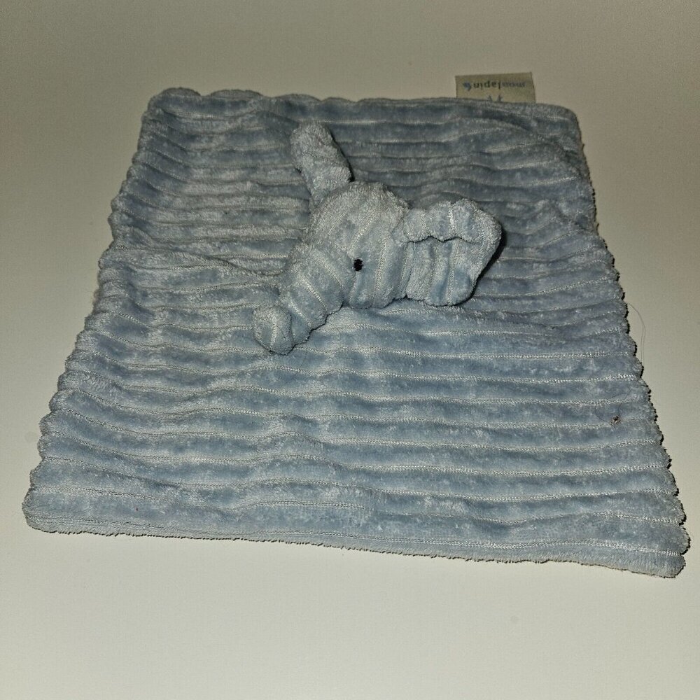 Mon Lapin Blue Ribbed Elephant Plush Lovey Stuffed Baby Toy Sherpa READ